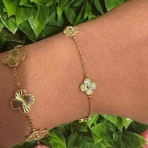 14k gold plated over silver 2.4ctw Moissanite diamond clover flower bracelet